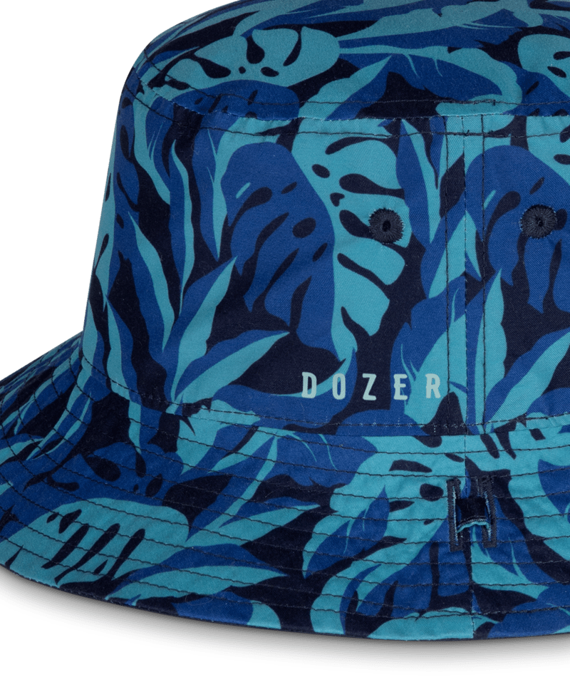 Dozer Boys Bucket Hat - Navy Leaf Print - Darkwood